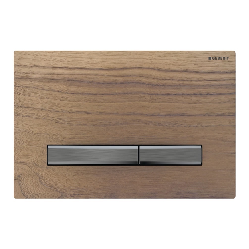 Cutout image of Geberit Sigma50 Square Black Walnut / Black Chrome Dual Flush Plate